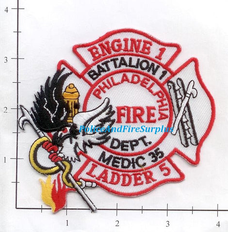 Pennsylvania - Philadelphia Engine 1 Truck 5 Battalion 1 Medic 35 Fire Dept Patch v3