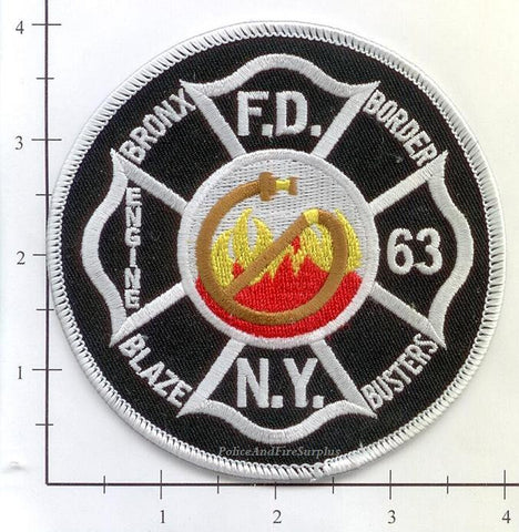 New York City Engine 63 Fire Dept Patch v8 Black Round
