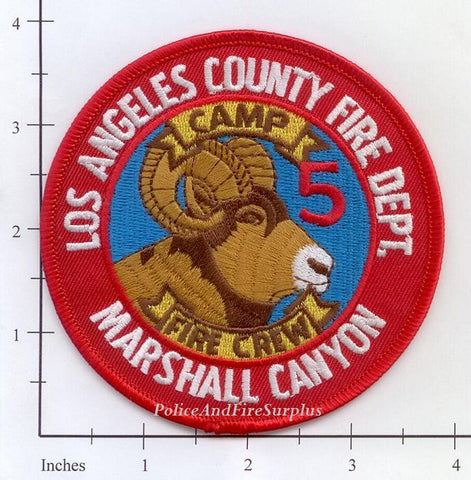 California - Los Angeles County Marshall Canyon Camp 5 Fire Crew Fire Dept Patch