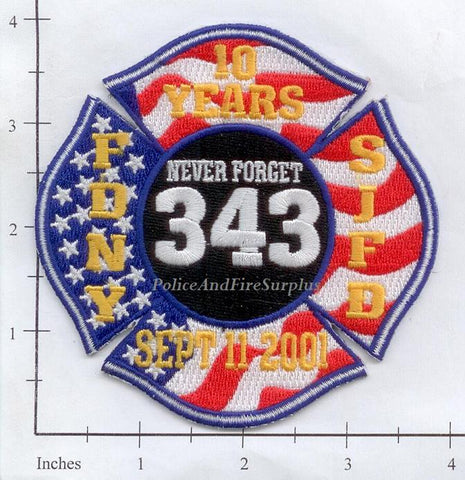 California - San Jose Fire Dept Patch WTC 10 Year Anniverary