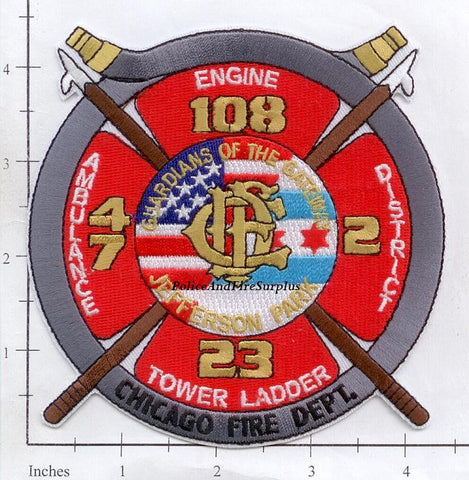 Illinois - Chicago Engine 108 Truck 23 District 2 Ambulance 47 Fire Dept Patch