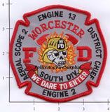 Massachusetts - Worcester Engine 13 Engine12 Truck 2 Fire Dept Patch