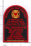 Massachusetts - Worcester Firefighters In Memory Of Six Brave Men Fire Dept Patch