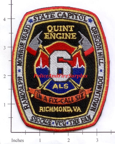 Virginia - Richmond Quint  6 Fire Dept Patch